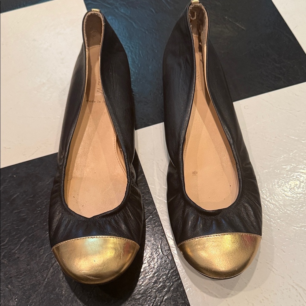 Elegant Black and Gold Women's Flats